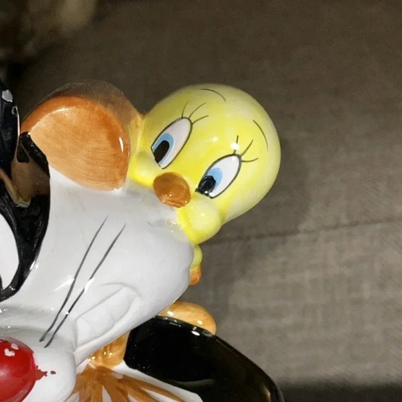💥VTG 1993 Warner Bros. Sylvester Tweety Bird Ceramic Cookie Jar Looney Tunes - Picture 6 of 17